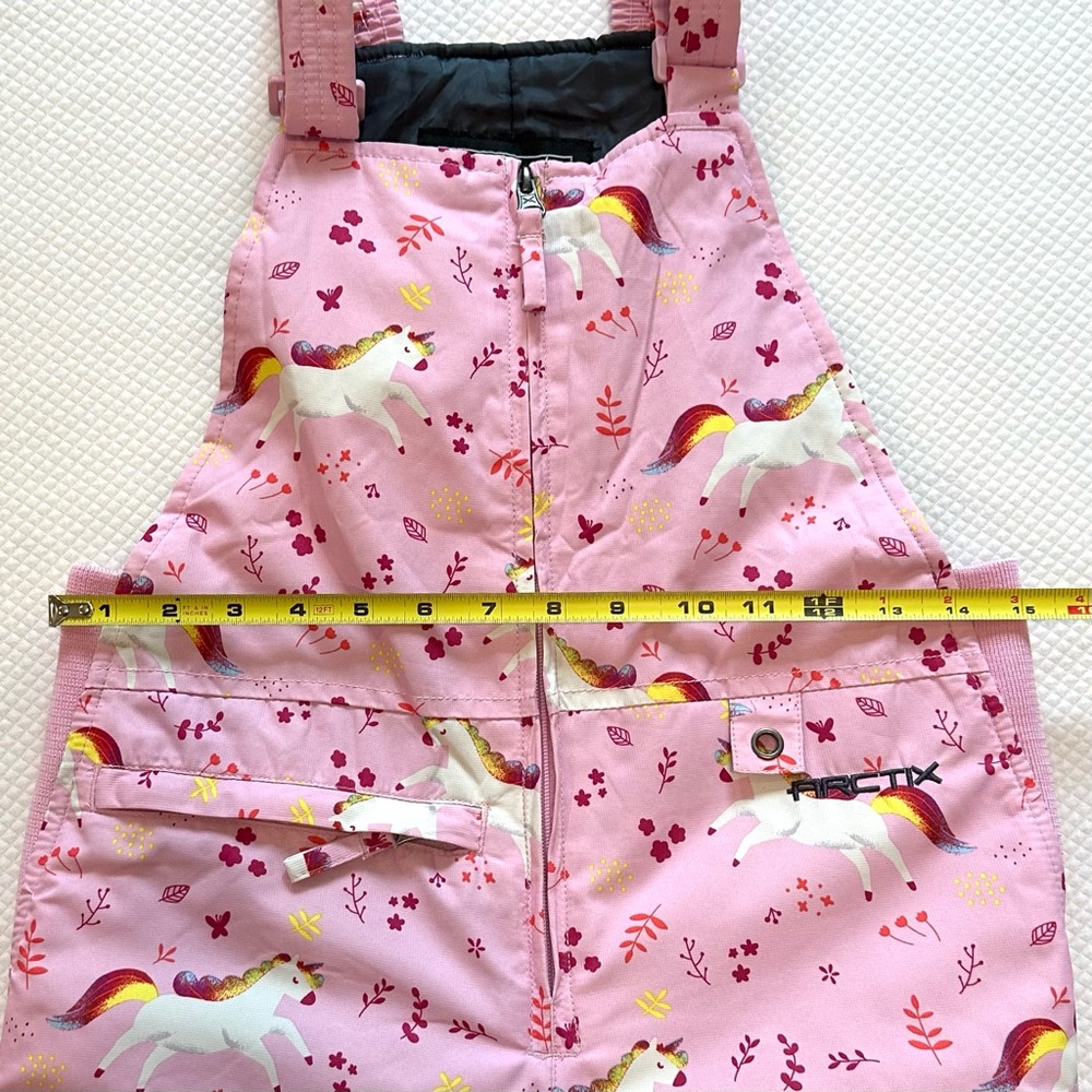 Arctix Kids Snow Bibs ⛄️ Ski ⛷️ Snowboard 🏂 Sledding 🛷 Pink Unicorn Design - Picture 3 of 9